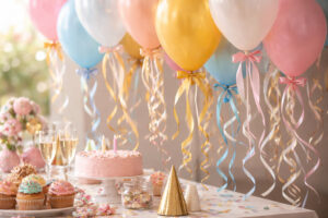 Cum se combină baloanele cu panglici decorative?