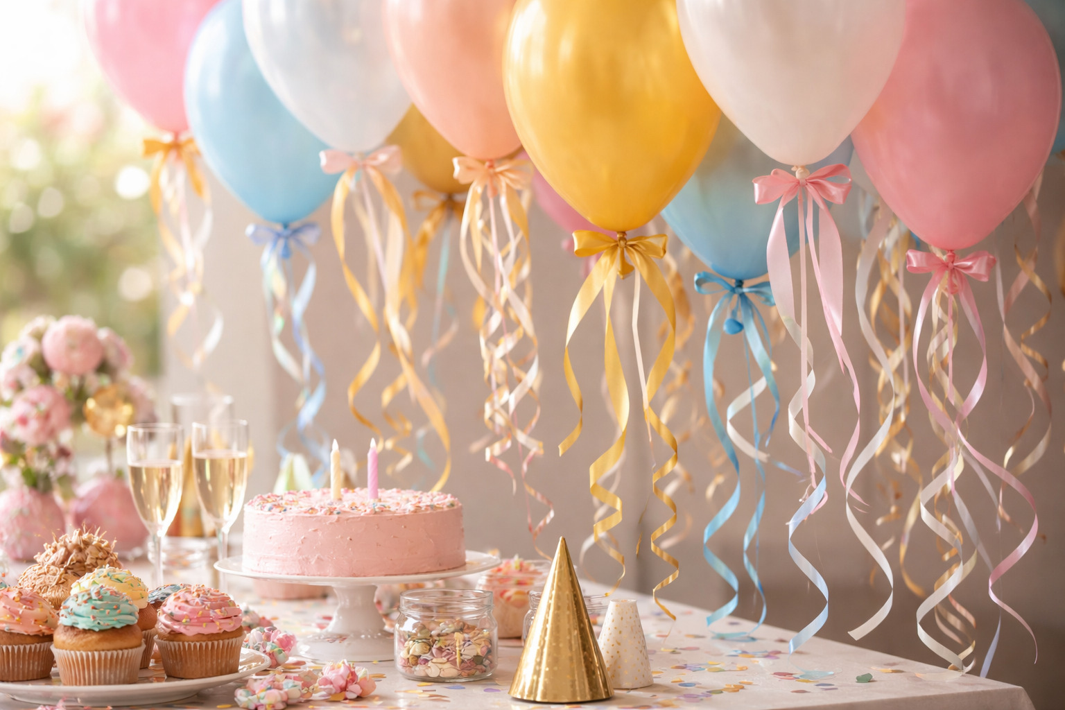 Cum se combină baloanele cu panglici decorative?